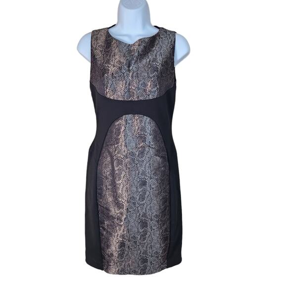 Laundry Dress Womens Size 2 Gold & Black Color Block Sheath Dress - Picture 1 of 10